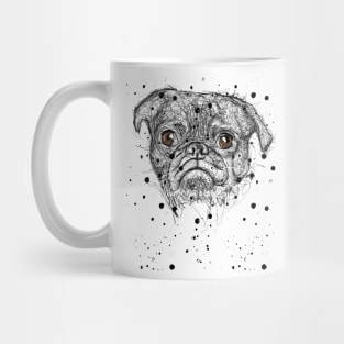 Puppy Pug Scribble Artwork Face Mug